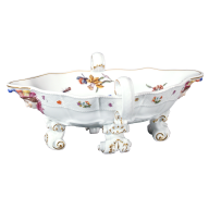 Sauce-boat, Flowers,fruits and insects, coloured, old style, lim.,num., L 25,5 cm