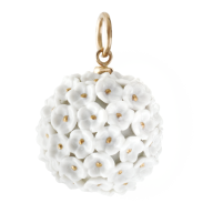 Pendant Boule Snowball Blossom small, pistils gold painted decoration, Ø 2 cm