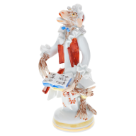 Monkey Orchestra Songstress, Blue and Red decorated, H 11 cm