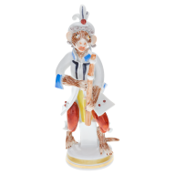 Monkey Orchestra Oboe player, Blue and Red decorated, H 12 cm