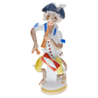 Monkey Orchestra Drummer, Blue and Red decorated, H 11,5 cm