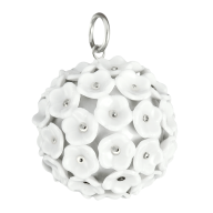 Pendant Boule Snowball Blossom, Blossom pistils platinum painted decoration, Ø 2,8 cm