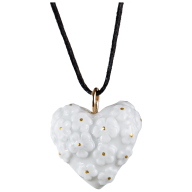Heart with blossom, Blossom pistil gold coated, 750 rose gold