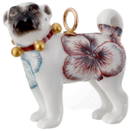 Dog Pug pendant, Giant Bloom, "Pansy", 3,4 x 3,5 cm