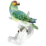 Parrot looking left, Combination of inglaze and overglaze painting, H 25 cm