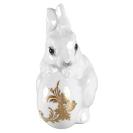 Rabbit Polly, Coloured, special decoration with gold ornaments, H 11 cm