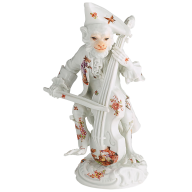 Monkey Orchestra Bass Fiddler, Chinoiserien painting after Hoeroldt, H 13 cm