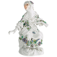 Monkey Orchestra Songstress, Oriental painting, magpie, H 12,5 cm