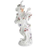 Monkey Orchestra Guitarist, Oriental Rock, Flower and Paradise Bird Painting, H 14 cm