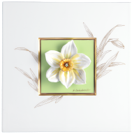 Wall painting with Daffodil, Green background, sign. H. Bretschneider, H 23 cm