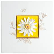 Wall painting with Marguerite, Yellow backround, sign. H. Bretschneider, H 23 cm