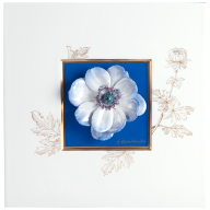 Wall painting with Anemone, Blue background, sign. H. Bretschneider, H 23 cm