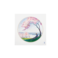 Wall picture, "Girl at the river with cherry blossoms", lim., 25,5 x 25,5 cm