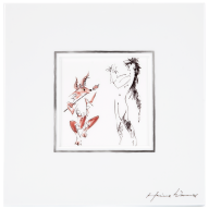 Wall picture, Female dancer with fox, 23 x 23 cm