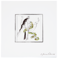 Wall picture, Female dancer with snake, 23 x 23 cm