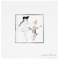 Wall picture, Female dancer with hare in tails, 23 x 23 cm