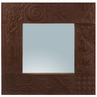 Mirror, Red fine stoneware, special sign Limited Masterpieces, 46 x 46 cm