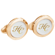Cufflinks with Monogram (2 letters) in gold, 2,2 x 4 cm