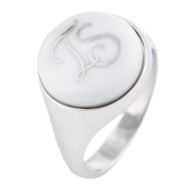 Master-Signet Ring round with monogram (2 letters) in Platinum, 925 sterling silver
