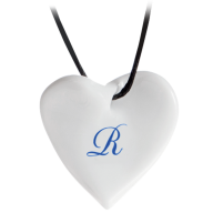 Pendant "Curved heart" with monogram (1 letter) in Cobalt Blue, 2,5 x 2,5 cm