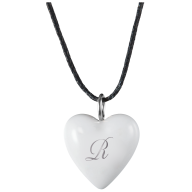Pendant "Heart size M" with monogram (1 letter) in Platinum, 2,2 x 1,8 cm