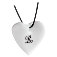 Pendant "Curved heart" with monogram (1 letter) in Black, 2,5 x 2,5 cm