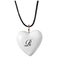Pendant "Heart size L" with monogram (1 letter) in Black, 2,4 x 2 cm