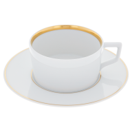 Tea cup & saucer, Shape "No 41", Swords Luxury Gold, gold rim, V 0,15 l