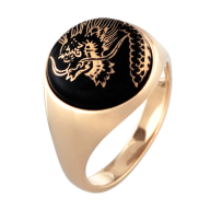 Signet Ring, Fortune Dragon, 925 silver yellow plated