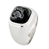 Ring Lucky Dragon in Platinum, 925 sterling silver