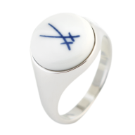 Signet Ring, Trademark Swords in cobalt blue, 925 sterling silver