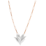 Necklace Bloom Collection, 925 silver rose plated, composed of necklace, length 45 cm and a half open flower in porcelain