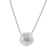Necklace Royal Blossom Basic, 750 rose gold, 1 porcelain blossom S with 1 brilliant 0,02 ct, TW, VSI, full cut good, length 45cm
