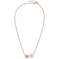 Collier Royal Blossom Pavé, 750 Roségold, Länge 45 cm plus 1 Öse bei 42 cm, 32 brillants. 0,18 ct VS, fw, full cut good