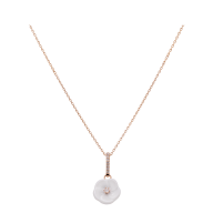 Collier Royal Blossom Pavé, 750 rose gold, length 45/42 cm, 1 porcelaine blossom M, 8 brillants. 0,13 ct, VS, fw, full cut good