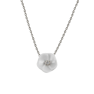 Necklace Royal Blossom Basic, 750 white gold, 1 porcelain blossom S with 1 brilliant 0,02 ct, TW, VSI, full cut good, length 45cm