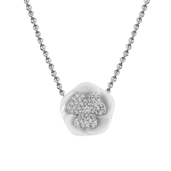 Necklace Royal Blossom Pavé, 750 white gold, 1 blossom pavé, 1 porcelain blossom M, 49 brilliants 0,224 ct, TW, VSI, full cut good