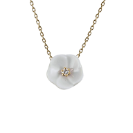 Necklace Royal Blossom Basic, 750 yellow gold, 1 porcelain blossom S with 1 brilliant 0,02 ct, TW, VSI, full cut good, length 45cm