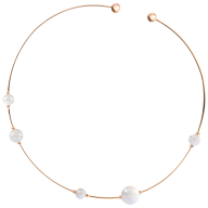 Choker Pearl Collection Pure White, 750 rose gold, 5 porcelain pearls in the size of 8, 10 and 12mm