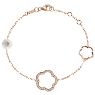 Bracelet Royal Blossom Frame, 750 rose gold, 1 porcelain blossom, 36 brilliants  0,35 carats TW, VSI, full cut good, length 19 cm