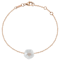 Bracelet Royal Blossom Basic,  750 rose gold, 1 porcelain blossom S with 1 brilliant 0,02 ct, TW, VSI, full cut good, length 19cm