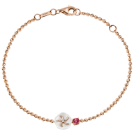 Bracelet Royal Blossom Gem "Tourmaline Pink"; 750 rose gold, 1 porcelain blossom S, 1 Tourmaline Pink 0,28 ct, 1 brilliant 0,02 ct
