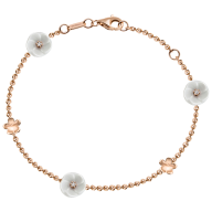 Bracelet Royal Blossom Bouquet, 750 rose gold, 5 Blossoms S/XS, 3 porcelain blossoms S, 3 brilliants 0,06 ct, TW, VSI, 2 gold blos