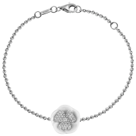 Bracelet Royal Blossom Pavé, 750 white gold, 1 blossom pavé, 1 porcelain blossom M,  49 brilliants 0,224 ct, TW, VSI, full cut goo