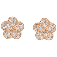Ear studs Royal Blossom Pavé, 750 rose gold, 2 Blossoms Pavé, 62 brilliant approx 0,26 carats, TW, VSI, full cut good