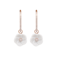 Earrings Royal Blossom Diamond, 750 rose gold, 2 porceain blossoms M, 32 brilliants  0,46 ct, VS, fw, full cut good