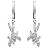 Earrings Swords Pavé, 750 white gold, 70 brilliants approx. 0,34 ct, TW, VSI, full cut good