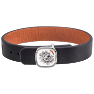 Leather Bracelet Ming Dragon Black, clasp 925 sterling silver