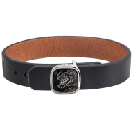 Leather Bracelet Fortune Dragon in Platinum, clasp 925 sterling silver