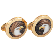 Cufflinks Bald Eagle, 925 Silver gold plated